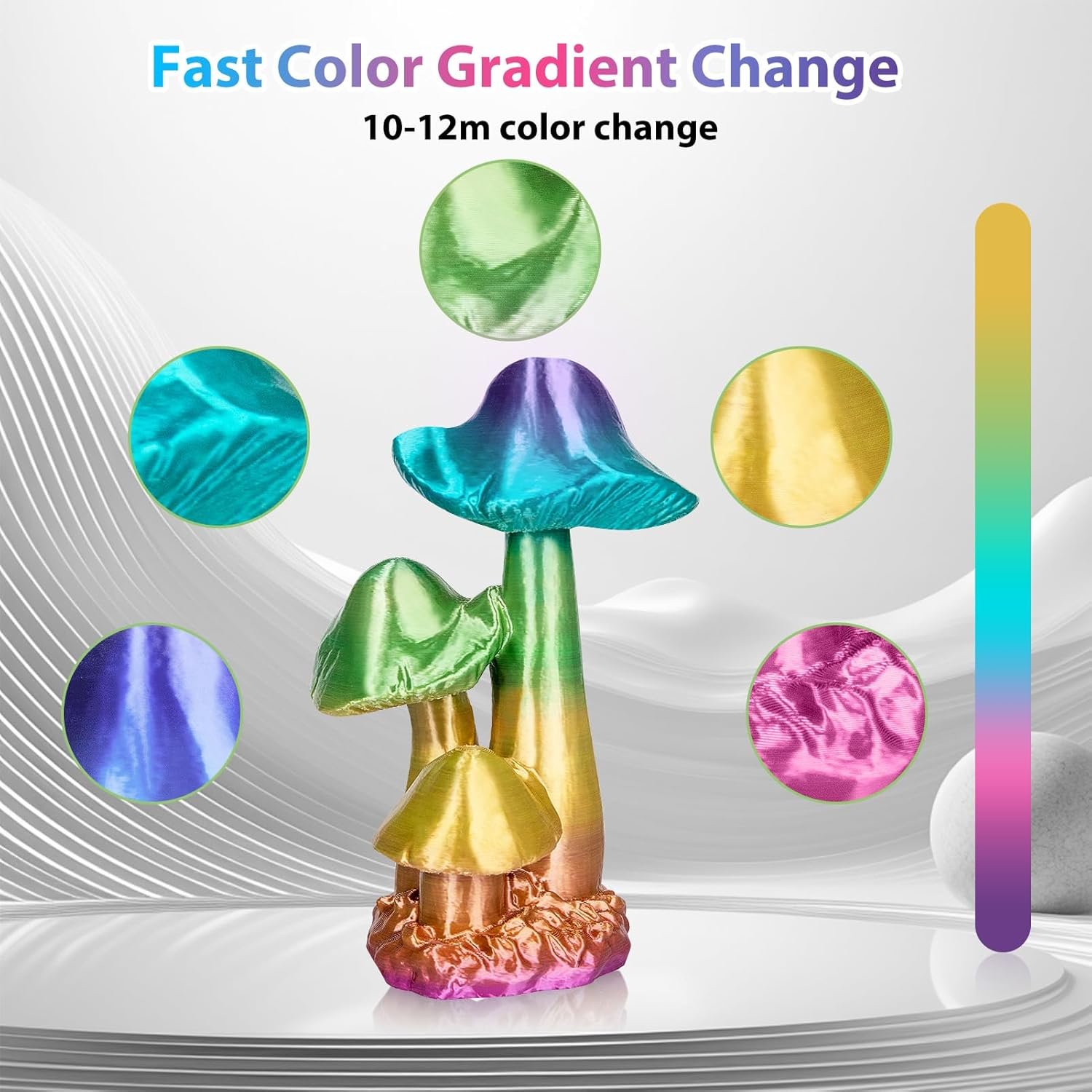 Silk Rainbow PLA Filament 1.75mm - Color Changing Gradient 5 Silk Rainbow PLA Filament 1.75mm - Color Changing Gradient - Image 5